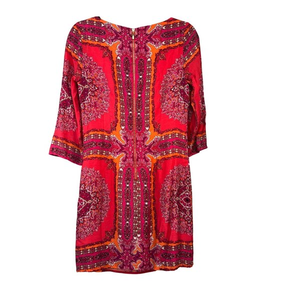 Laundry By Shelli Segal Size 4 Red & Orange 3/4 Sleeve Printed Dress - Picture 8 of 11